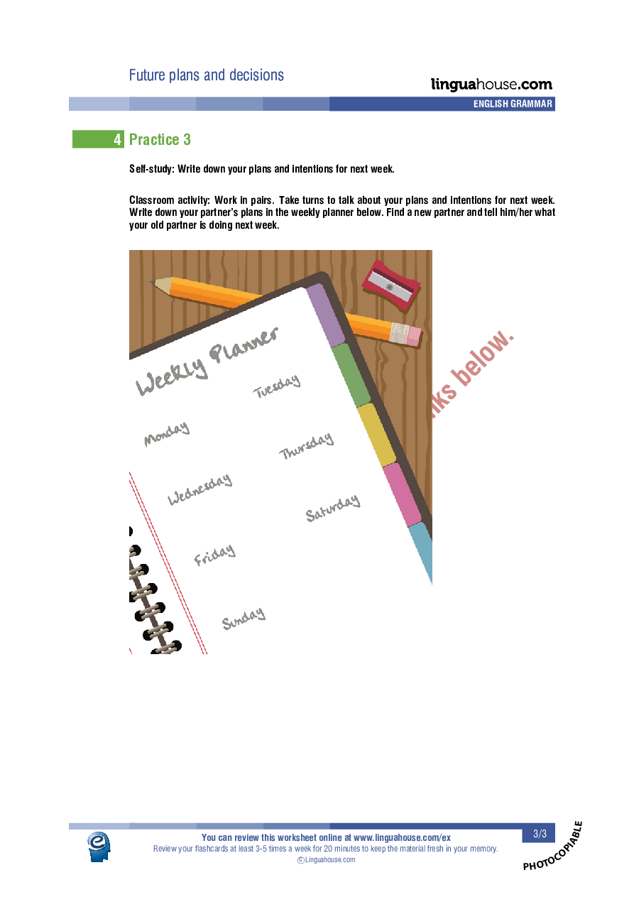 Future plans and decisions: Worksheet Preview - Linguahouse.com