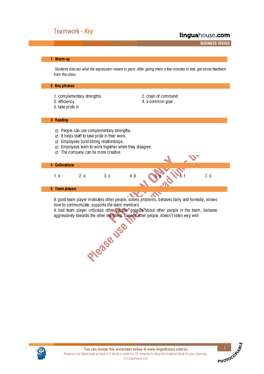 teamwork worksheet preview linguahousecom