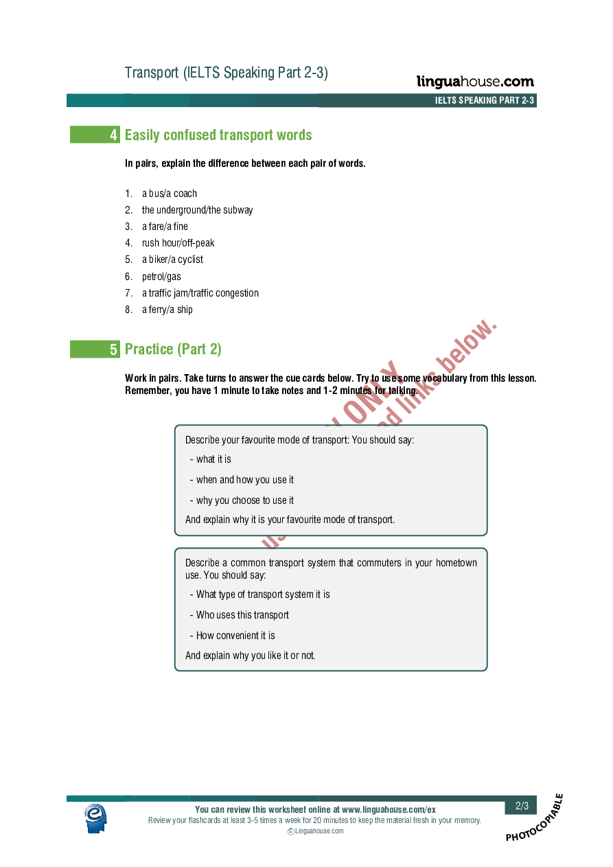 transport ielts speaking part 2 3 worksheet preview