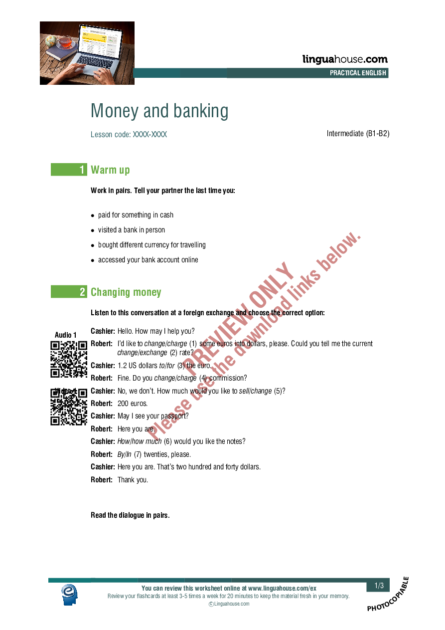 Money and banking Worksheet Preview