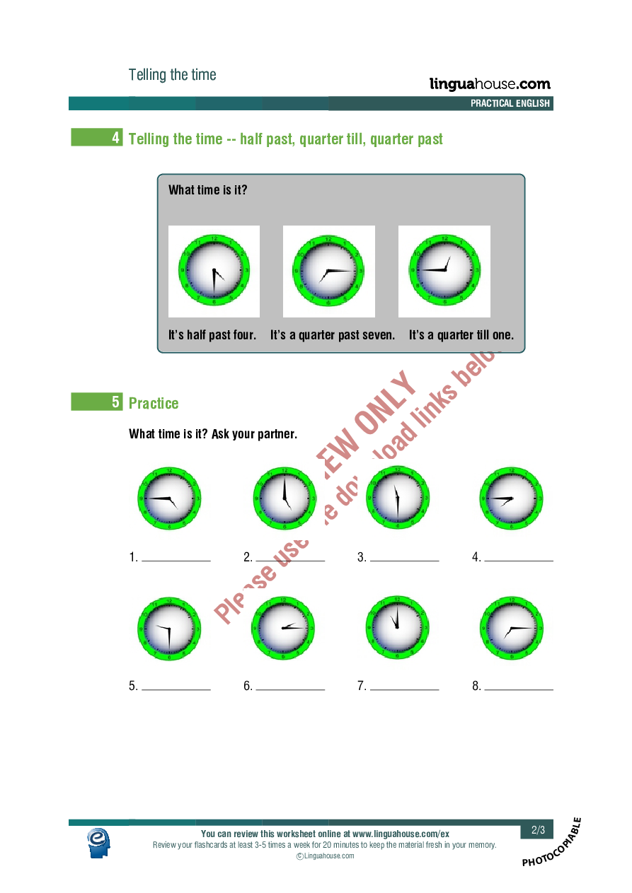 telling the time american english elementary a1 a2