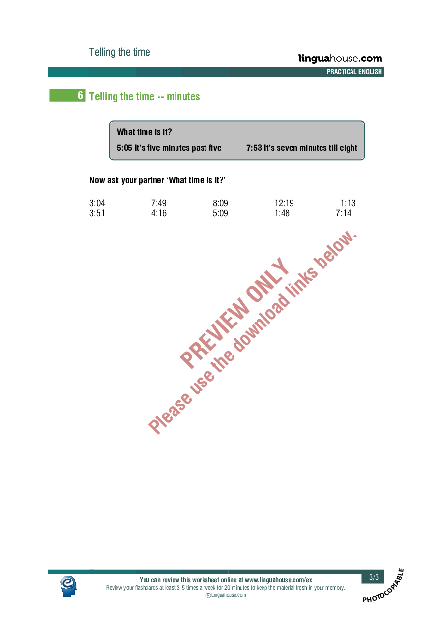Telling the time American English Elementary (A1A2) group
